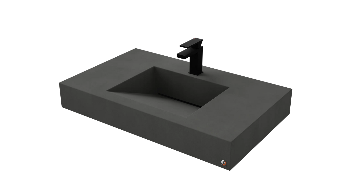 36" Wall Hung Concrete Ramp Sink CustomCreteWerks