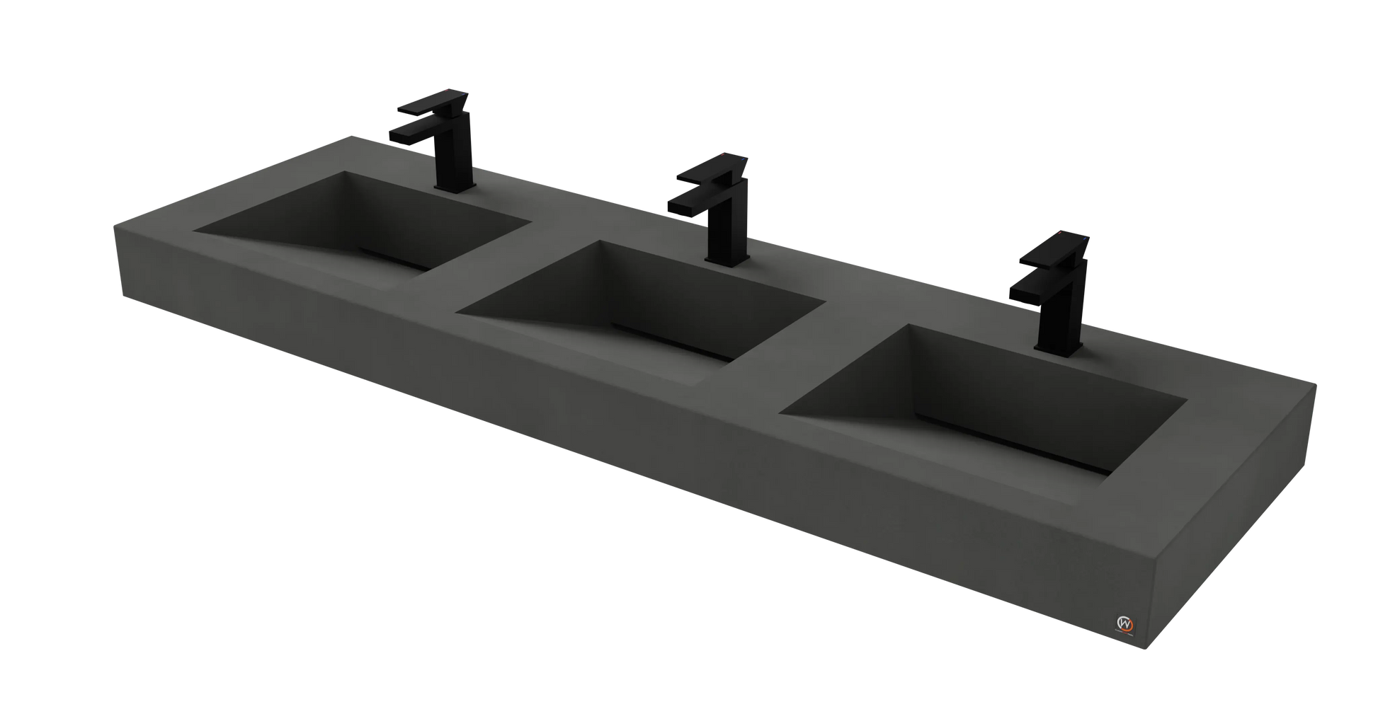 72" Wall Hung With 3 x 17" Concrete Ramp Sinks CustomCreteWerks