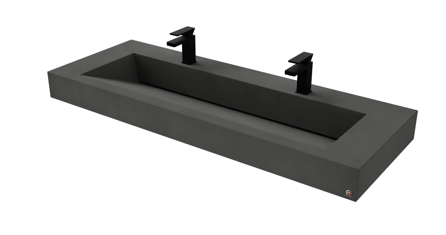 60" Wall Hung With 48" Concrete Ramp Sink CustomCreteWerks