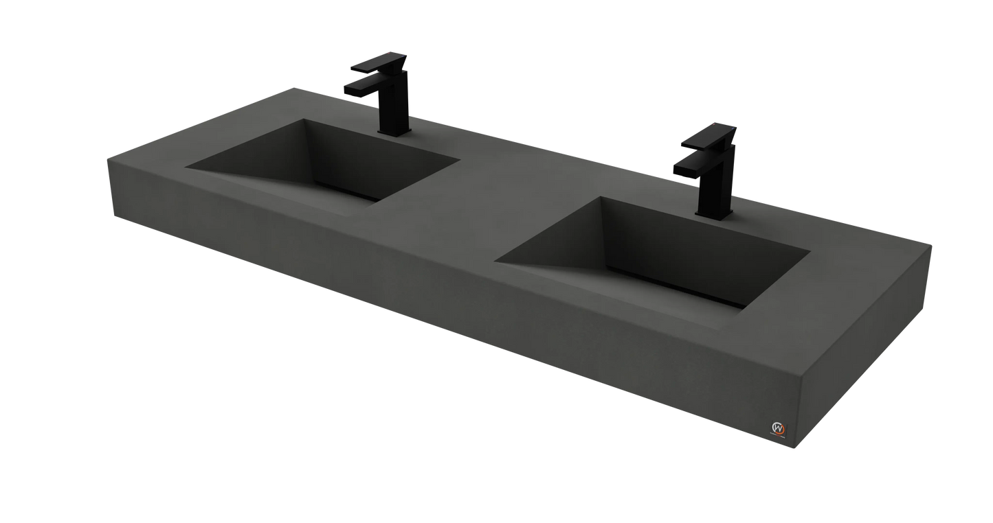 60" Wall Hung With 2 x 17" Concrete Ramp Sinks CustomCreteWerks