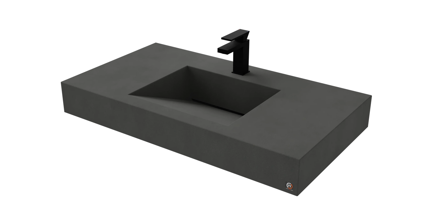 40" Wall Hung Concrete Ramp Sink CustomCreteWerks