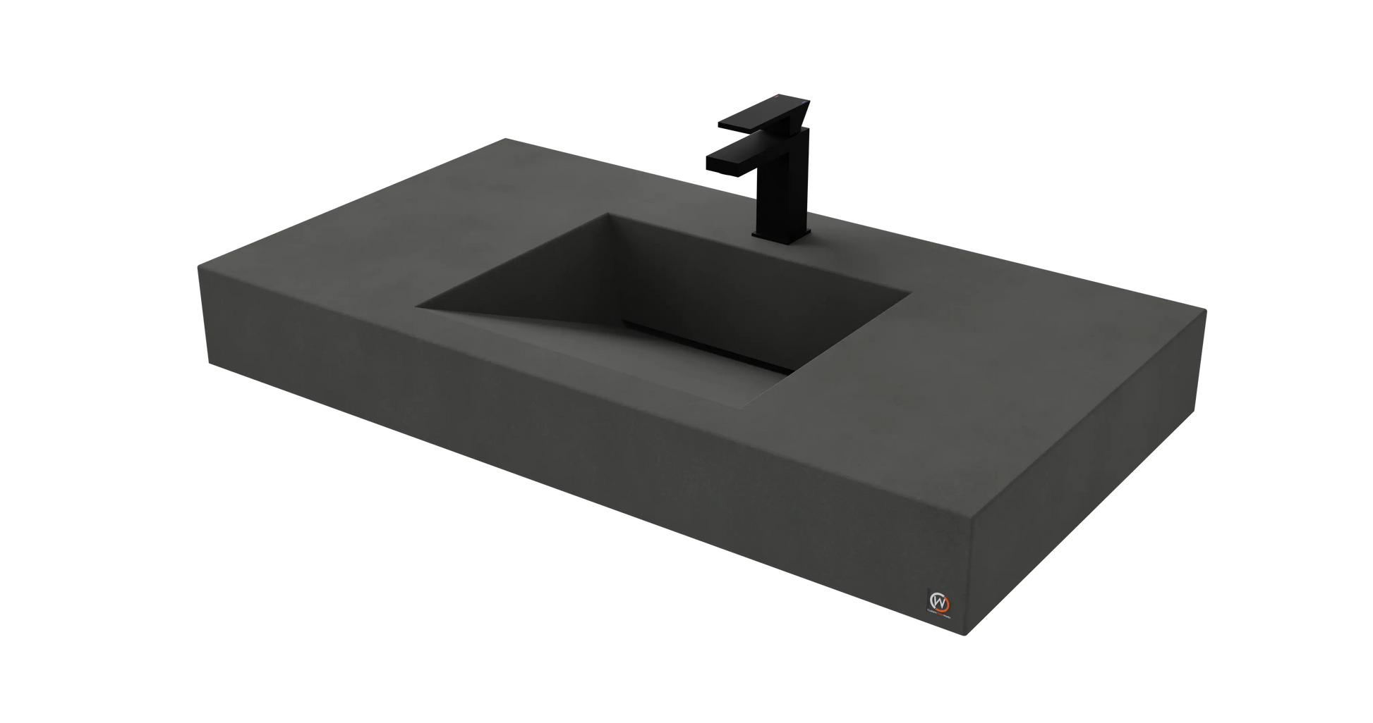 40" Wall Hung Concrete Ramp Sink CustomCreteWerks