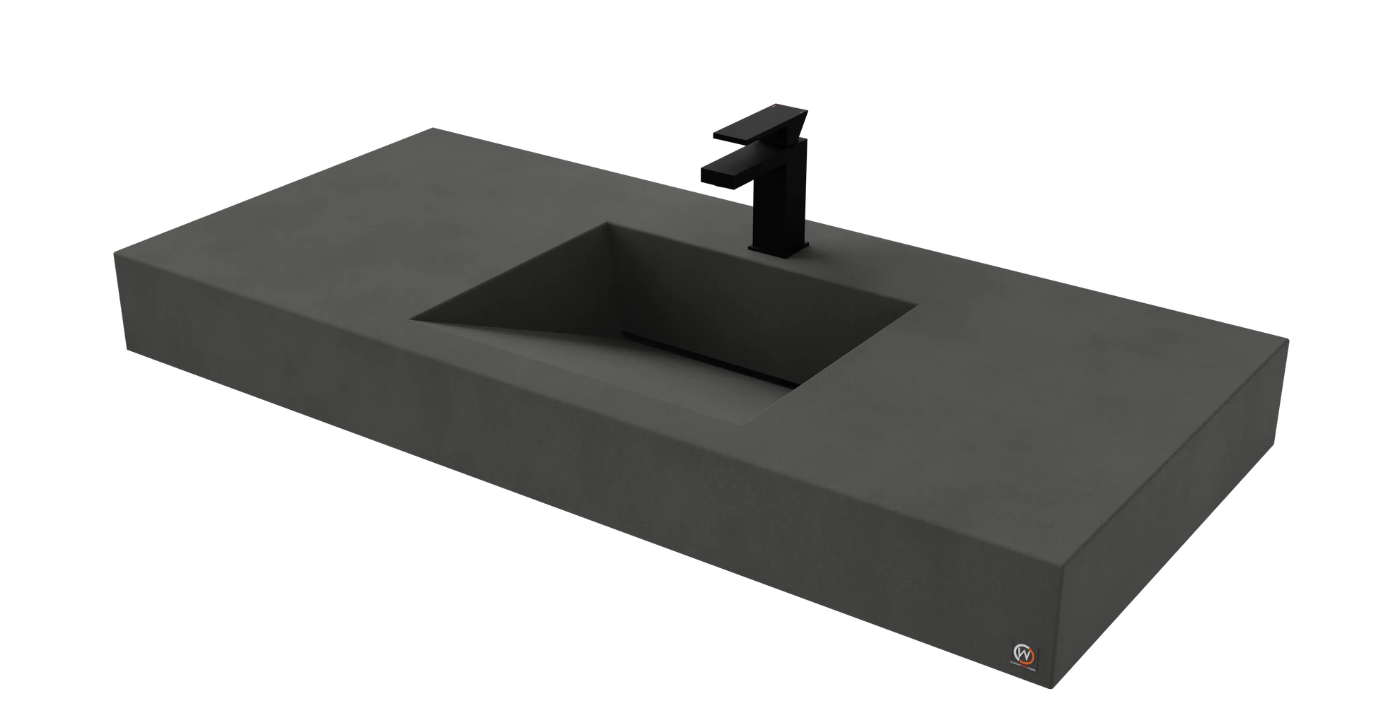 48" Wall Hung Concrete Ramp Sink CustomCreteWerks