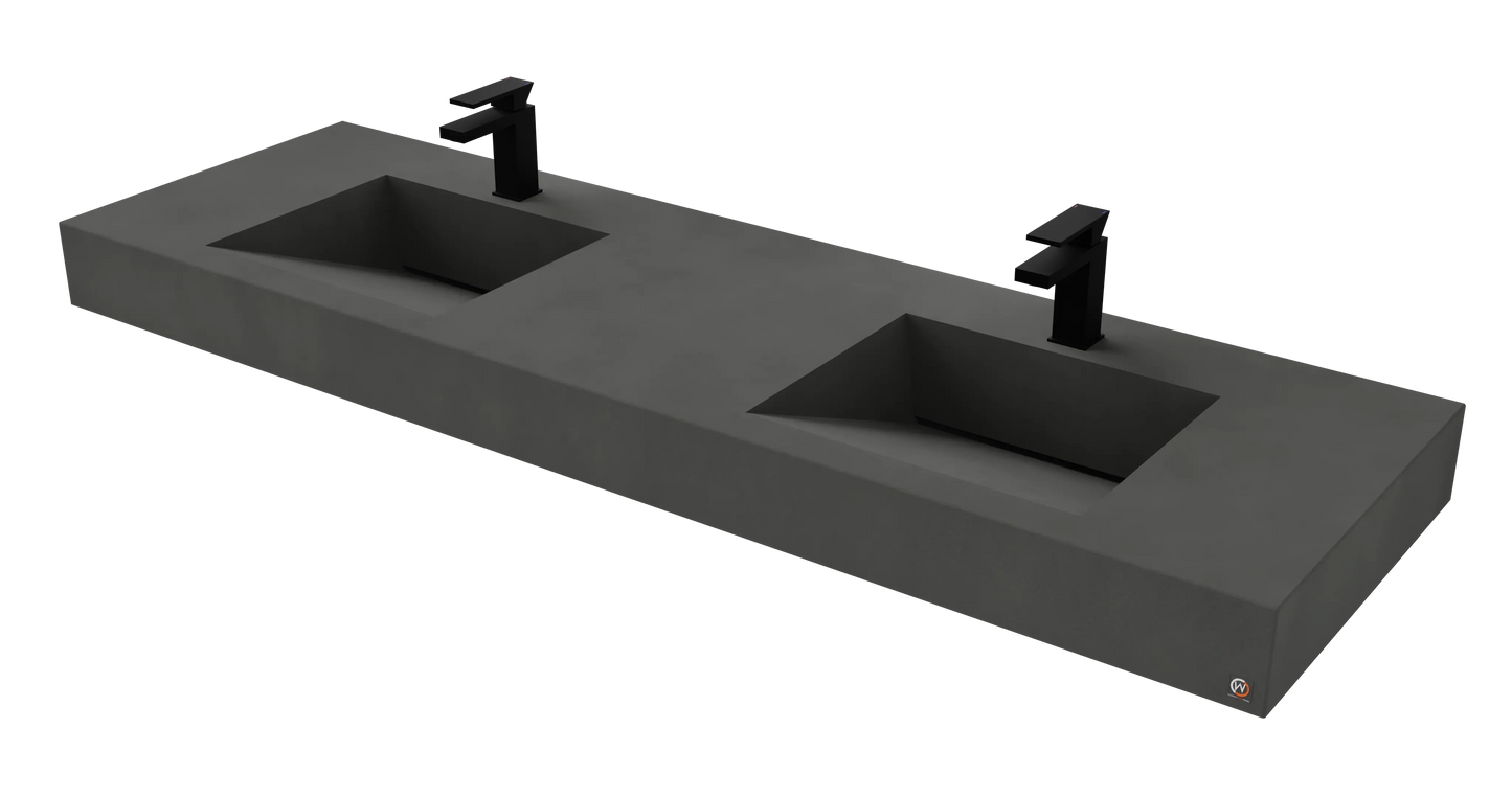 72" Wall Hung With 2 x 17" Concrete Ramp Sinks CustomCreteWerks