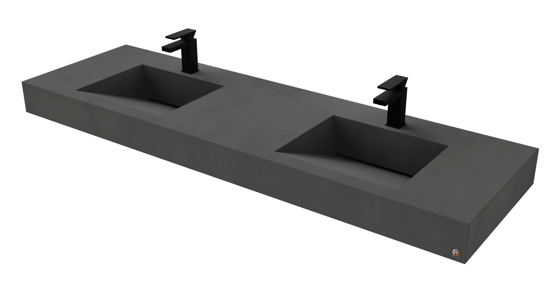 72" Wall Hung With 2 x 17" Concrete Ramp Sinks CustomCreteWerks