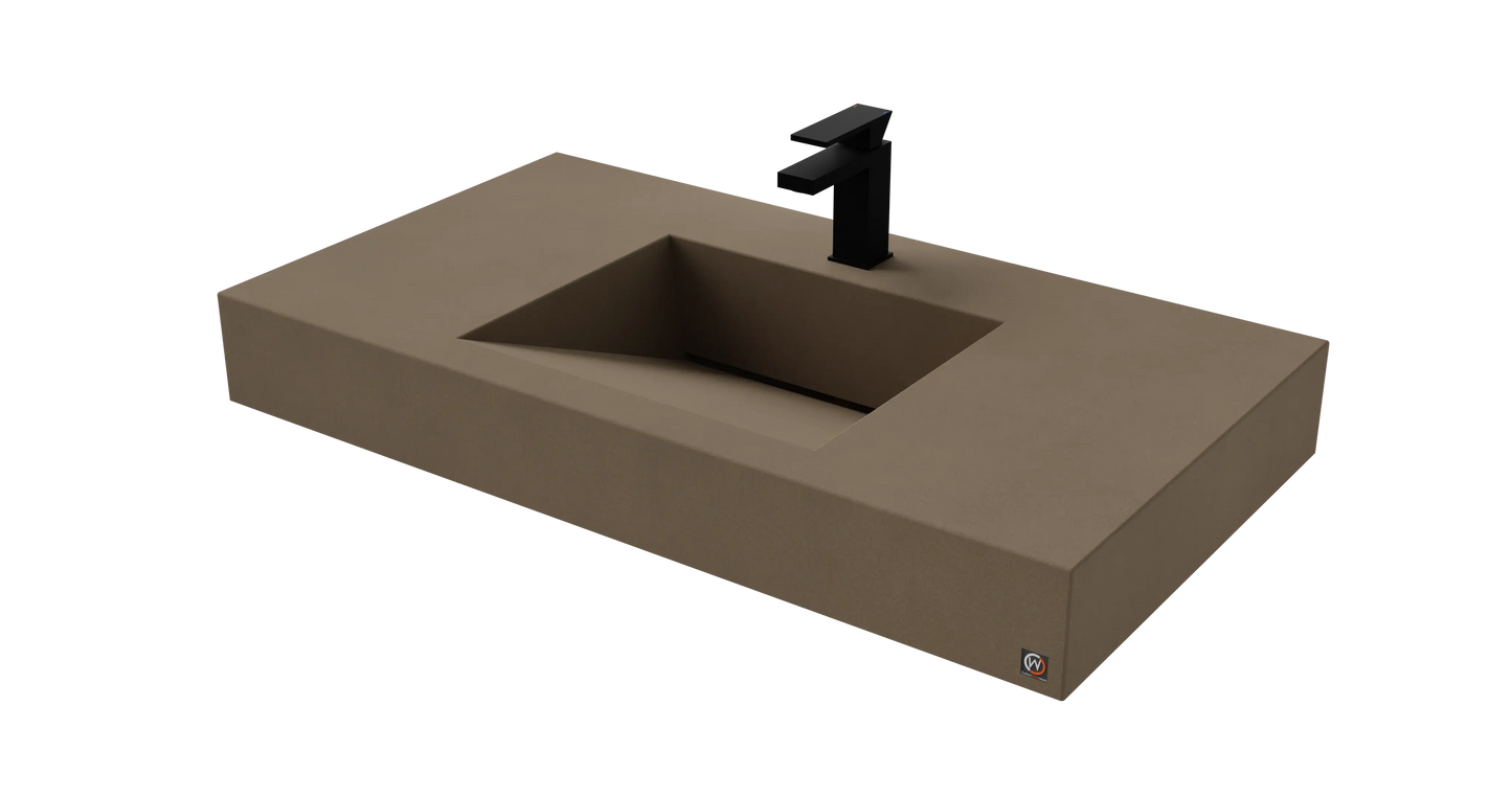 40" Wall Hung Concrete Ramp Sink CustomCreteWerks