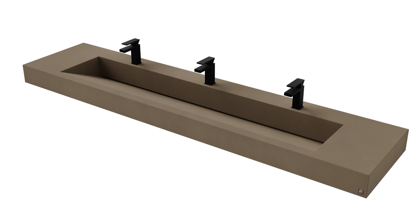 96" Wall Hung With 72" Concrete Ramp Sink CustomCreteWerks
