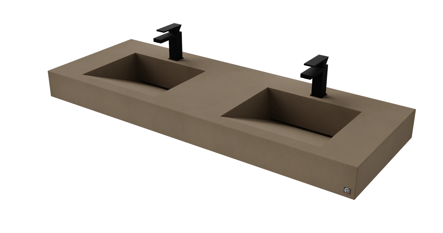 60" Wall Hung With 2 x 17" Concrete Ramp Sinks CustomCreteWerks