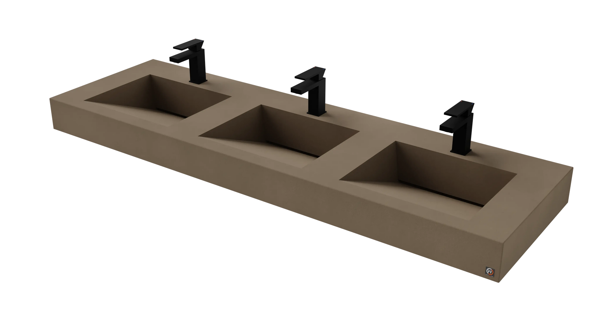 72" Wall Hung With 3 x 17" Concrete Ramp Sinks CustomCreteWerks
