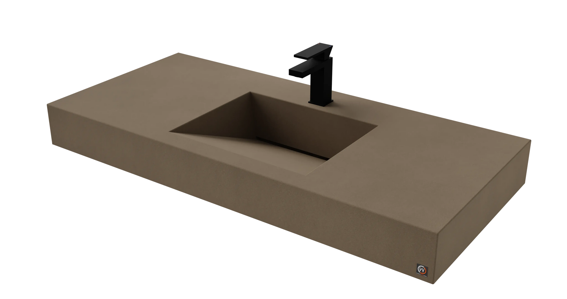 48" Wall Hung Concrete Ramp Sink CustomCreteWerks