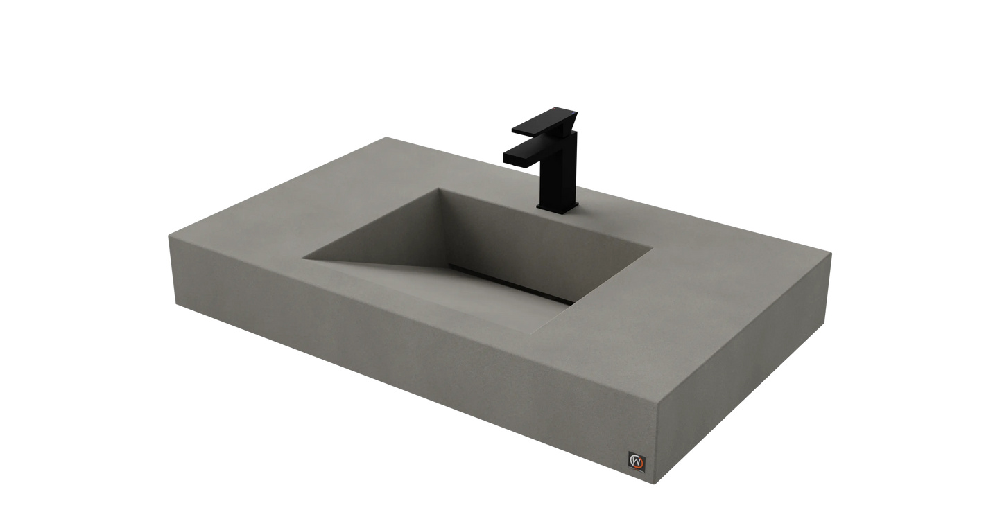 36" Wall Hung Concrete Ramp Sink CustomCreteWerks