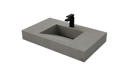 36" Wall Hung Concrete Ramp Sink CustomCreteWerks