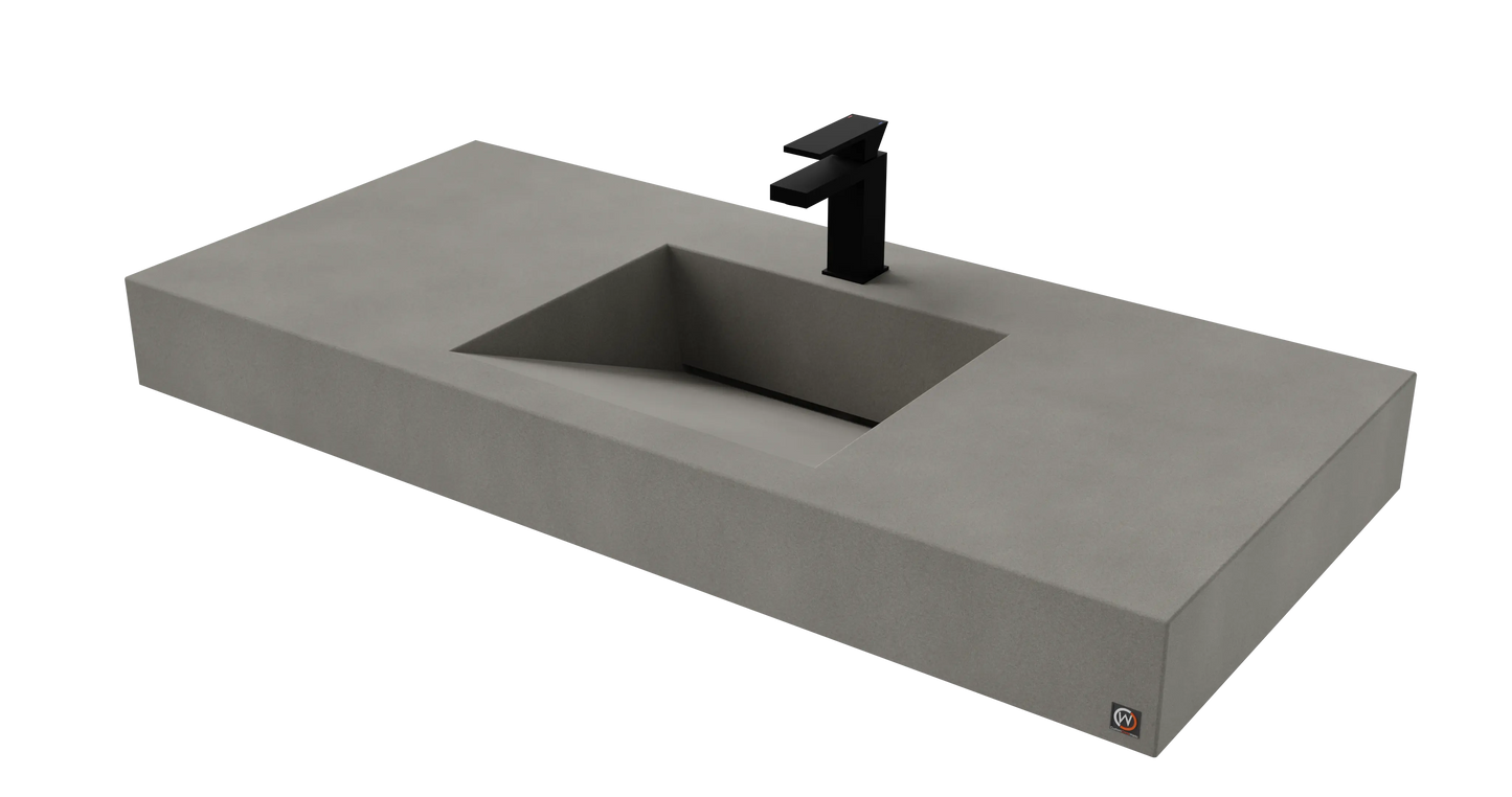 48" Wall Hung Concrete Ramp Sink CustomCreteWerks