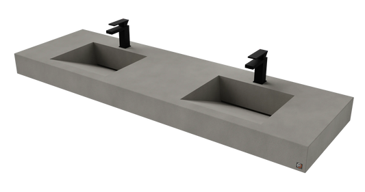 72" Wall Hung With 2 x 17" Concrete Ramp Sinks CustomCreteWerks