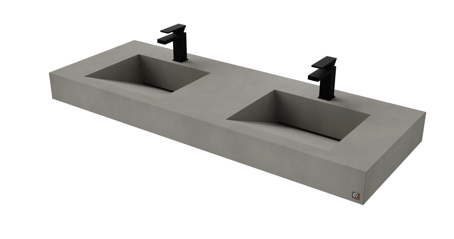60" Wall Hung With 2 x 17" Concrete Ramp Sinks CustomCreteWerks
