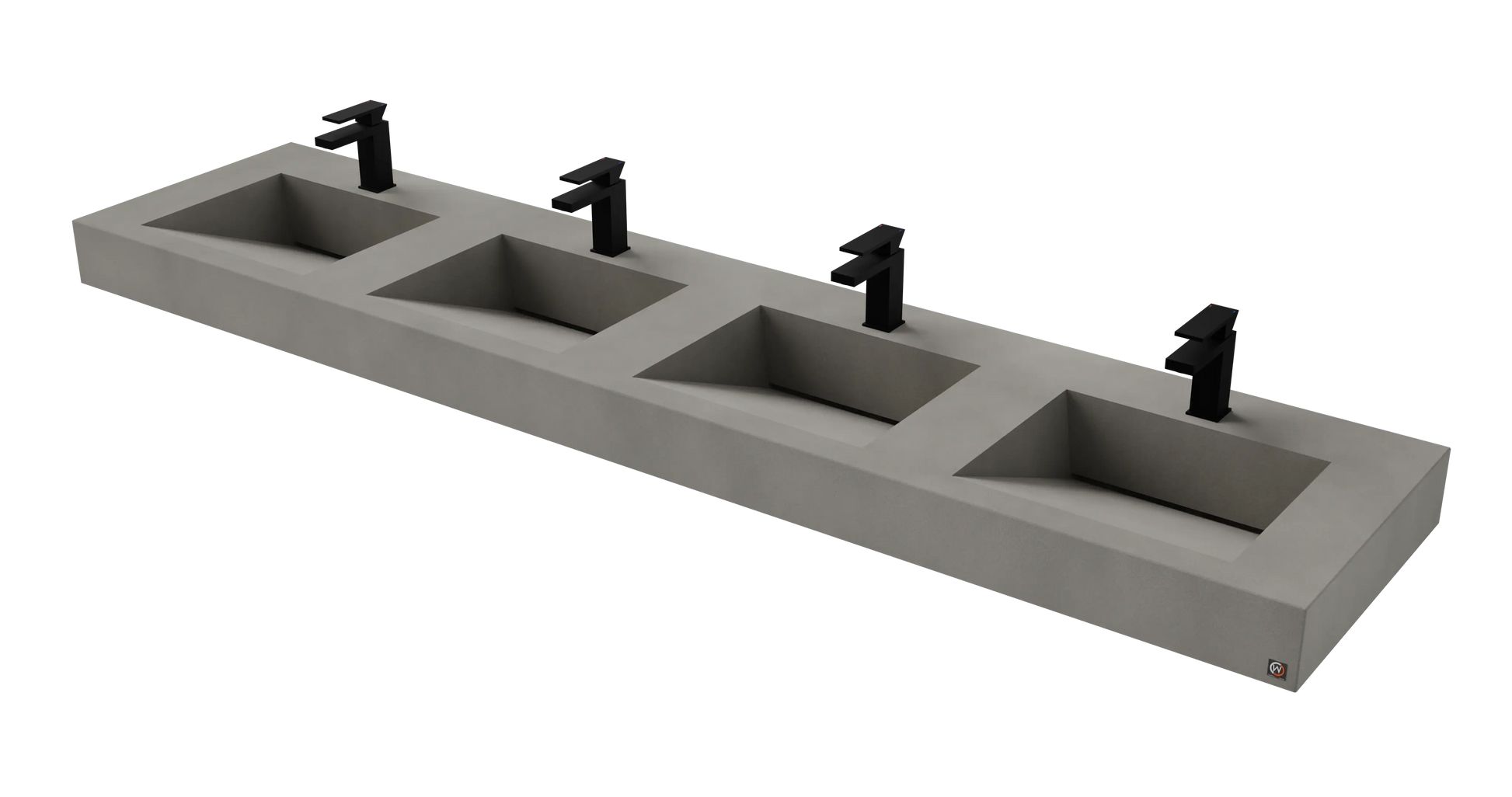 96" Wall Hung With 4 x 17" Concrete Ramp Sinks CustomCreteWerks