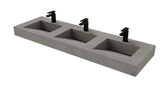 72" Wall Hung With 3 x 17" Concrete Ramp Sinks CustomCreteWerks