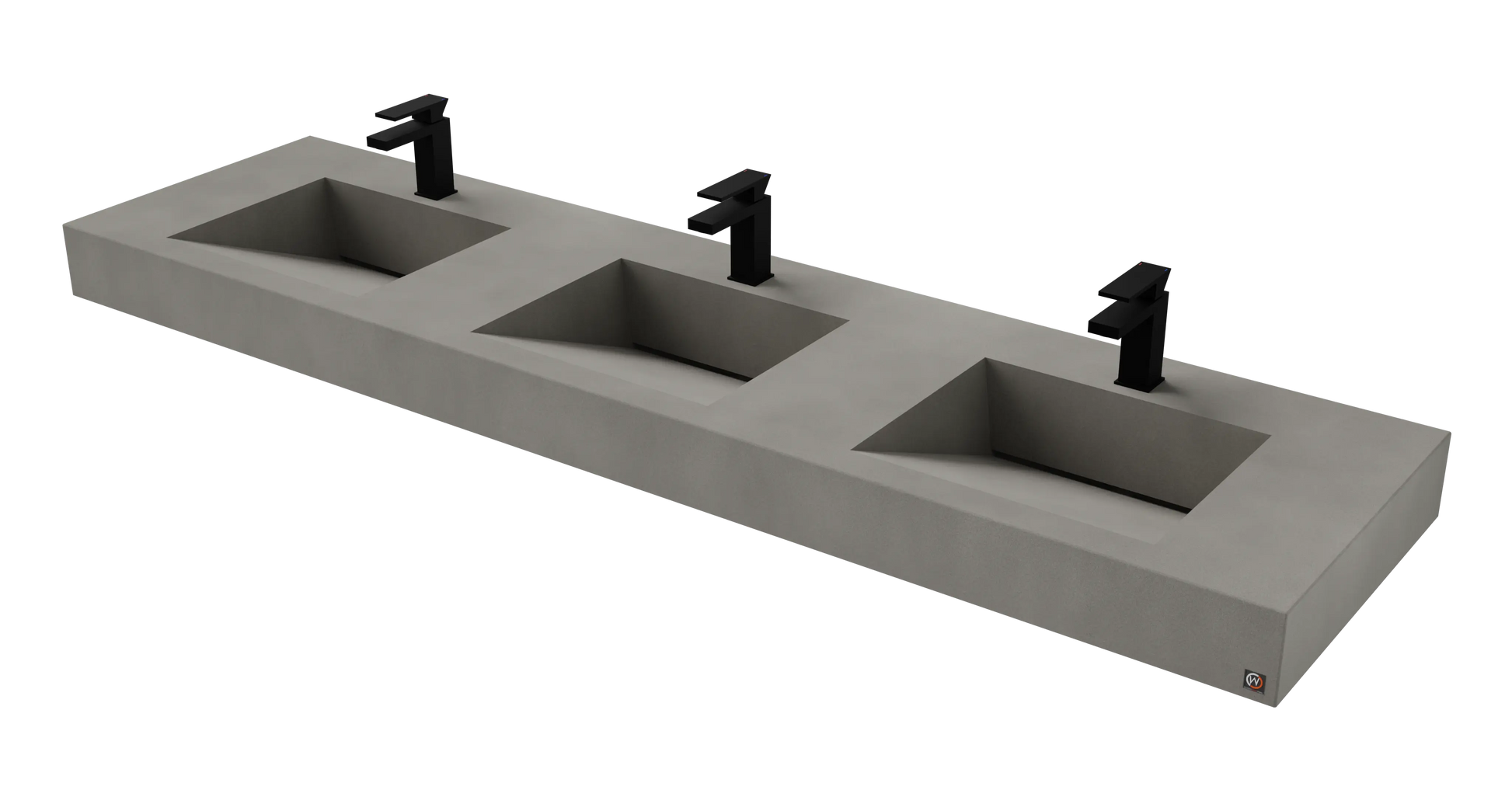 84" Wall Hung With 3 x 17" Concrete Ramp Sinks CustomCreteWerks