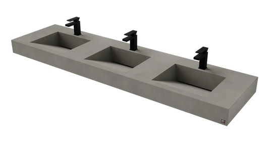 84" Wall Hung With 3 x 17" Concrete Ramp Sinks CustomCreteWerks