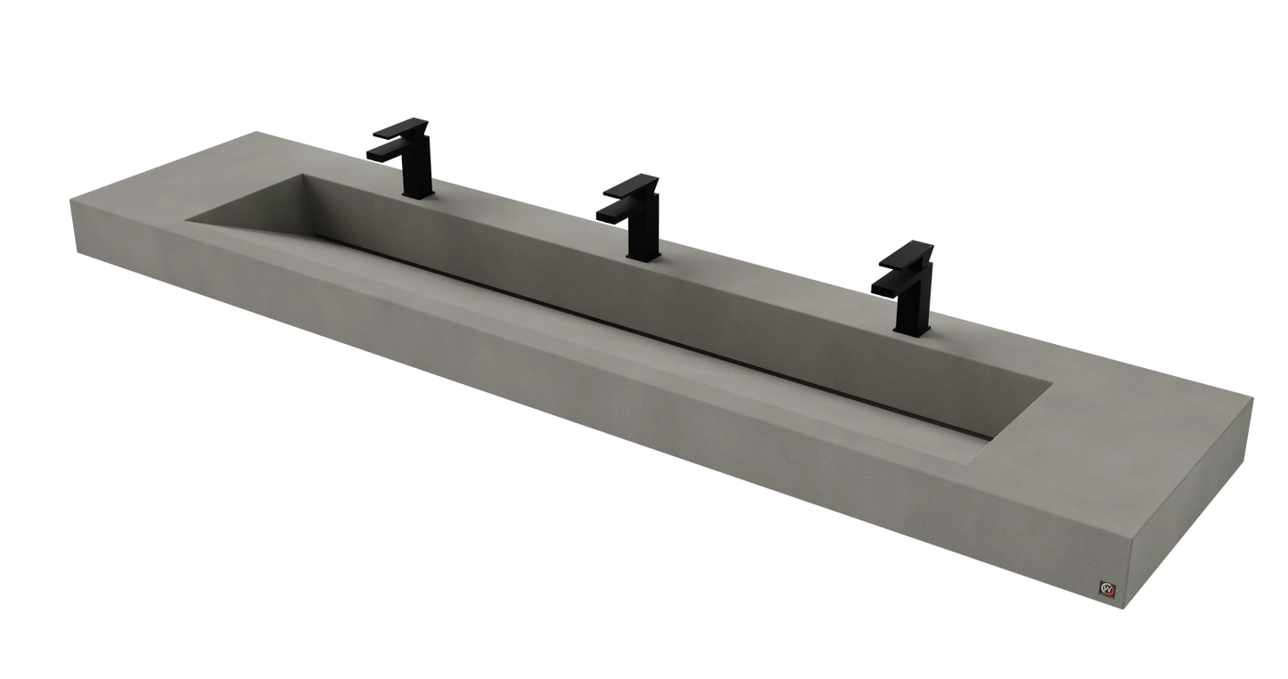 96" Wall Hung With 72" Concrete Ramp Sink CustomCreteWerks