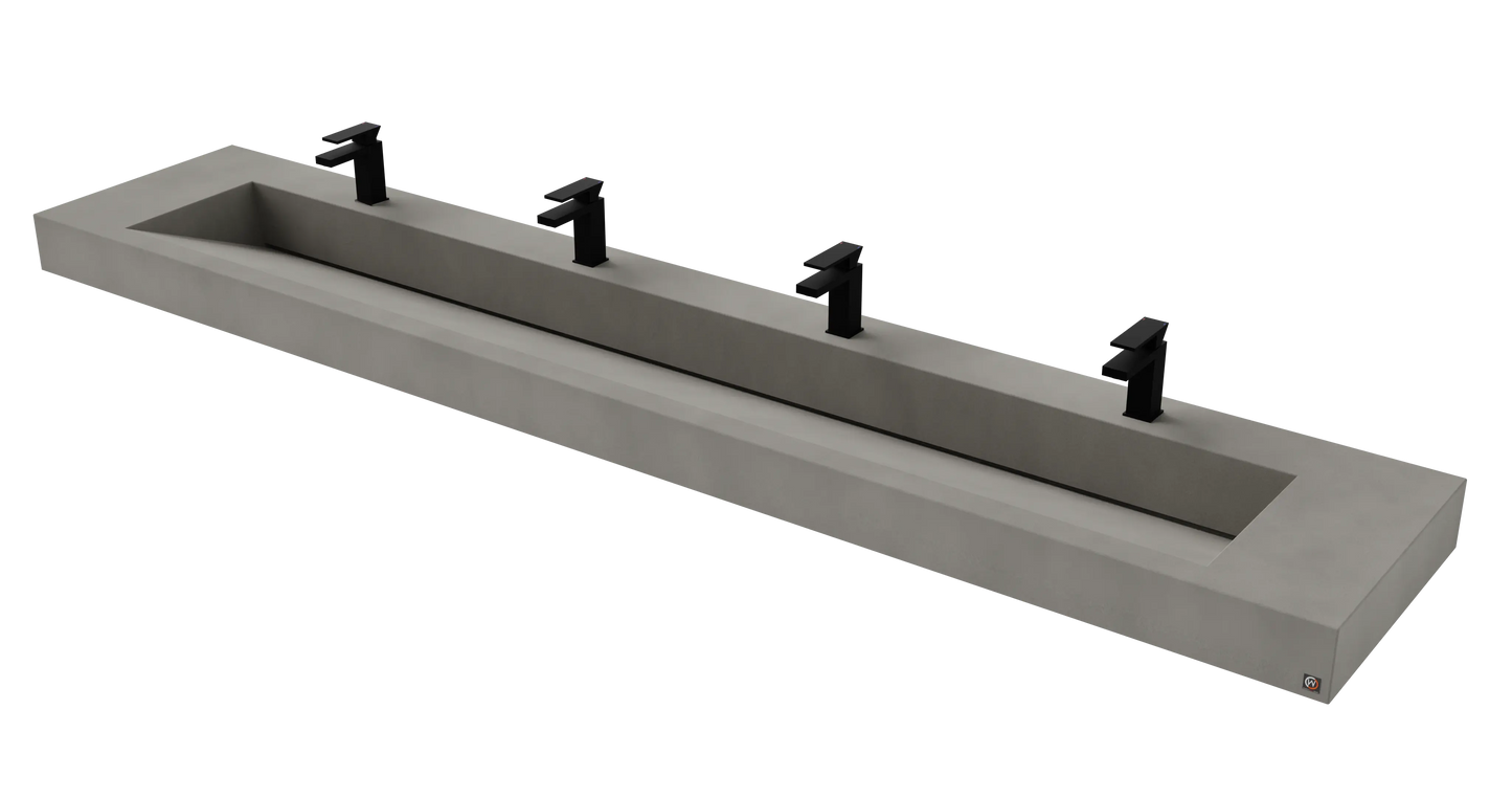 114" Wall Hung With 96" Concrete Ramp Sink CustomCreteWerks