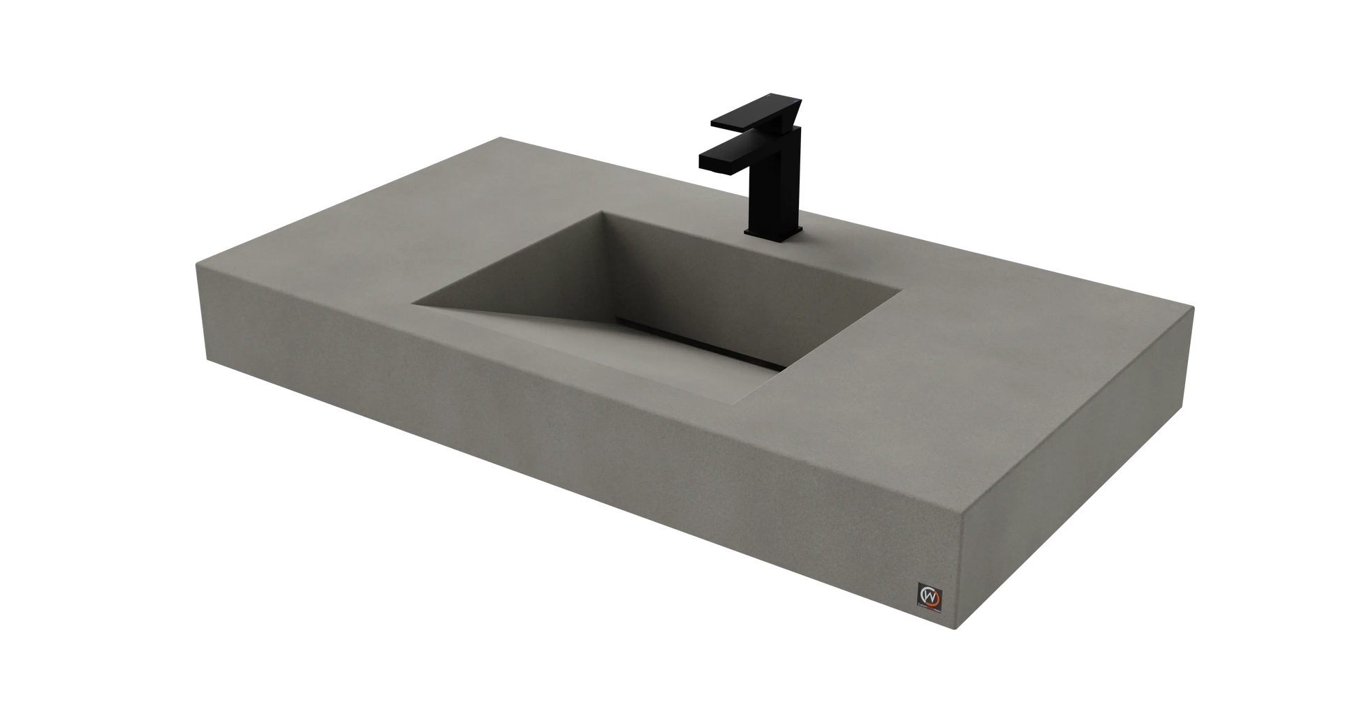 40" Wall Hung Concrete Ramp Sink CustomCreteWerks