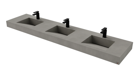 96" Wall Hung With 3 x 17" Concrete Ramp Sinks CustomCreteWerks
