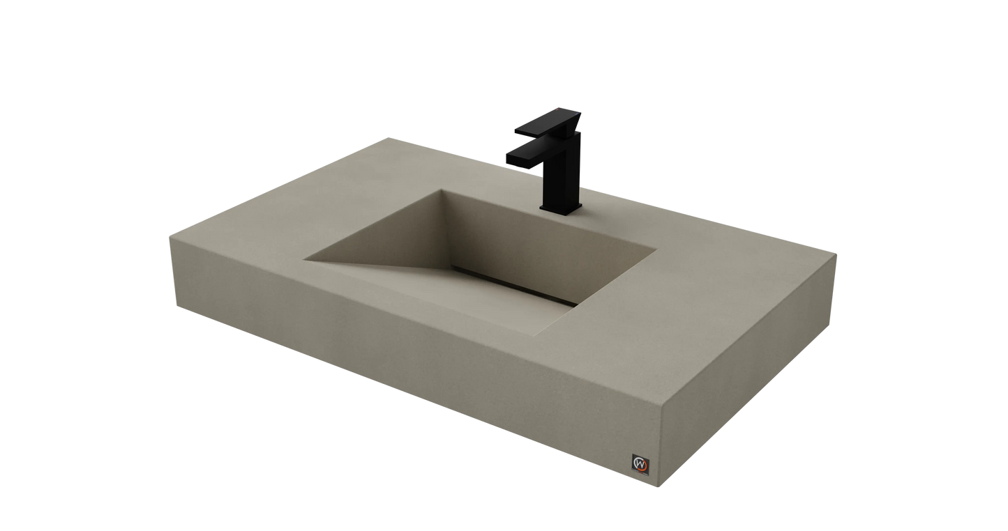 36" Wall Hung Concrete Ramp Sink CustomCreteWerks