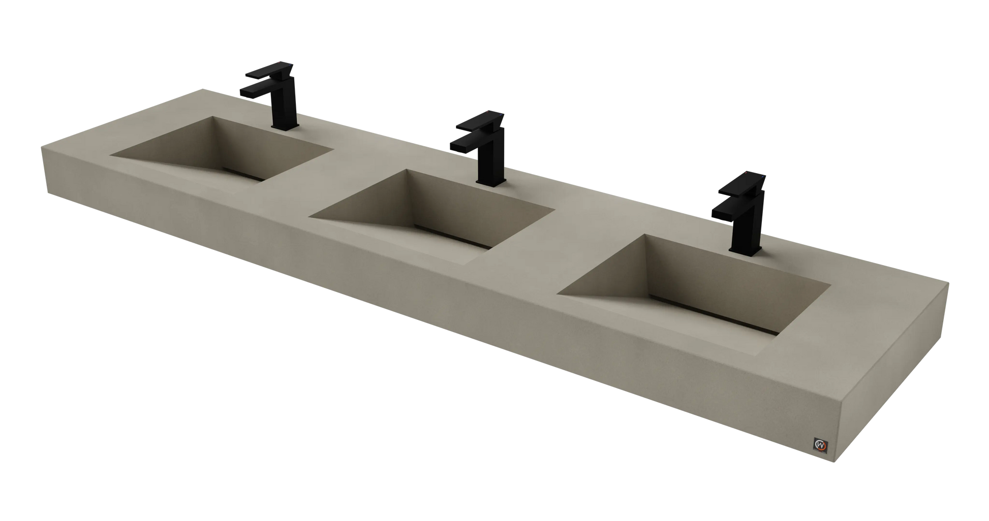 84" Wall Hung With 3 x 17" Concrete Ramp Sinks CustomCreteWerks