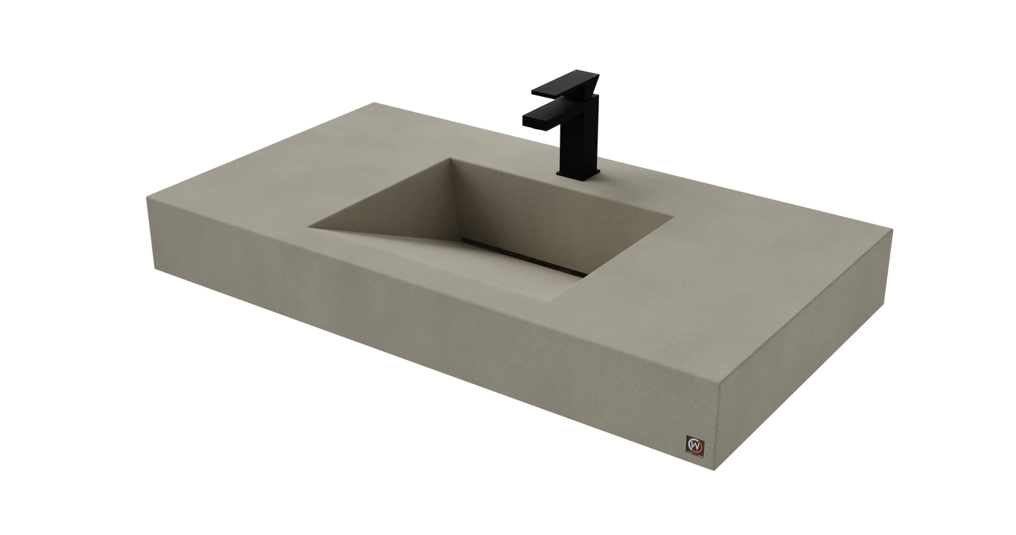 40" Wall Hung Concrete Ramp Sink CustomCreteWerks