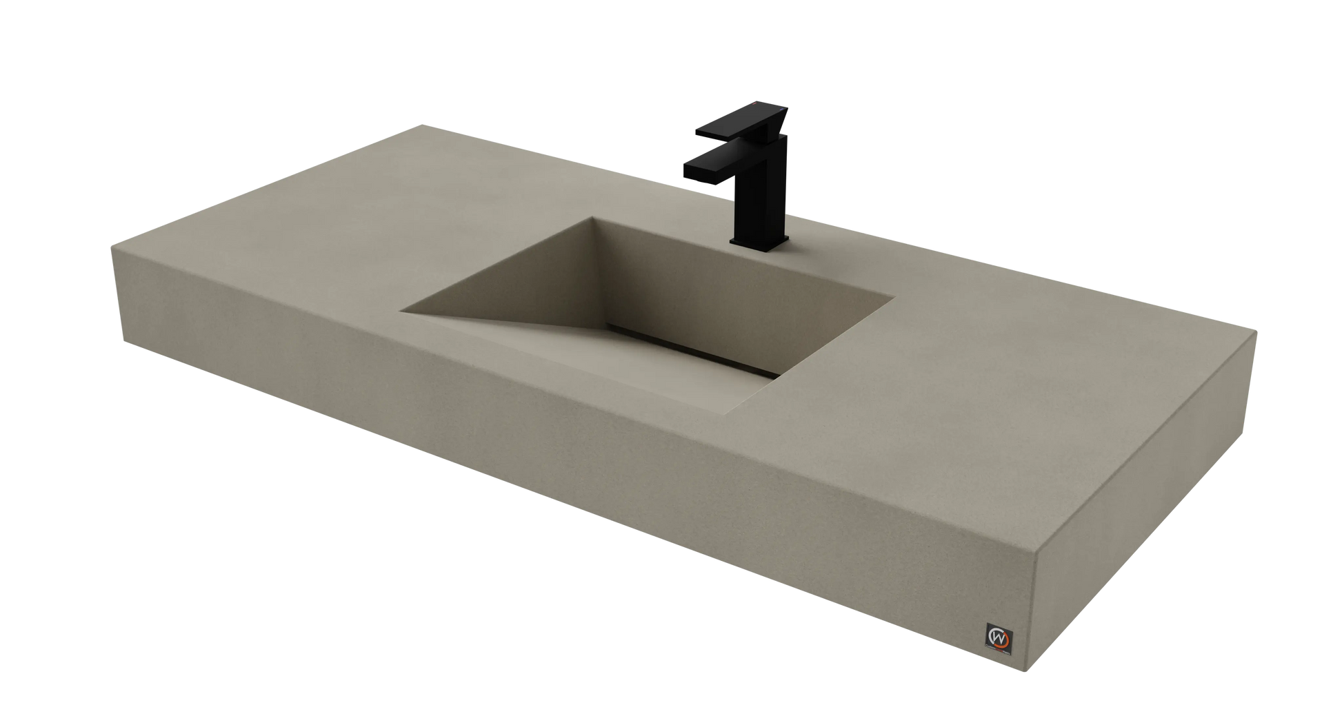 48" Wall Hung Concrete Ramp Sink CustomCreteWerks