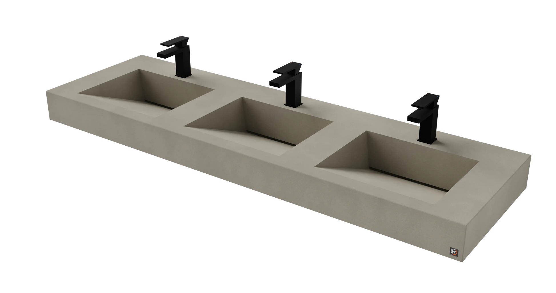 72" Wall Hung With 3 x 17" Concrete Ramp Sinks CustomCreteWerks
