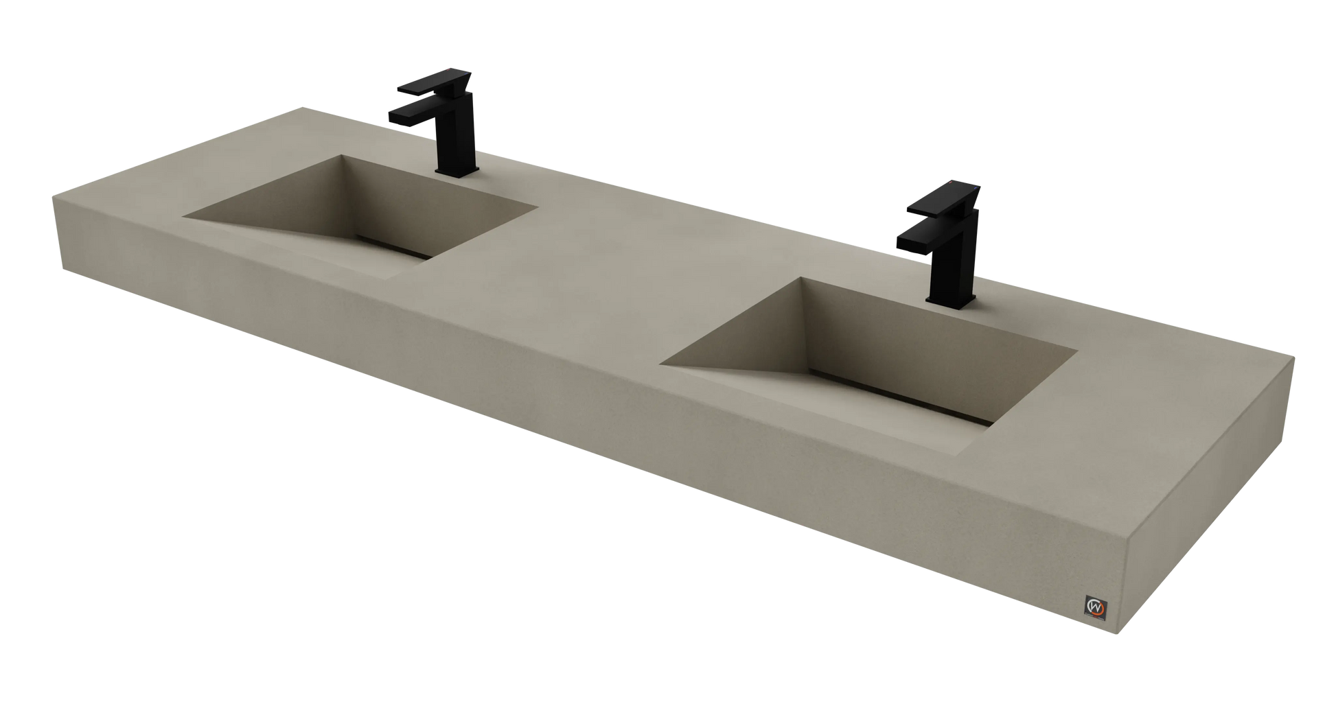 72" Wall Hung With 2 x 17" Concrete Ramp Sinks CustomCreteWerks