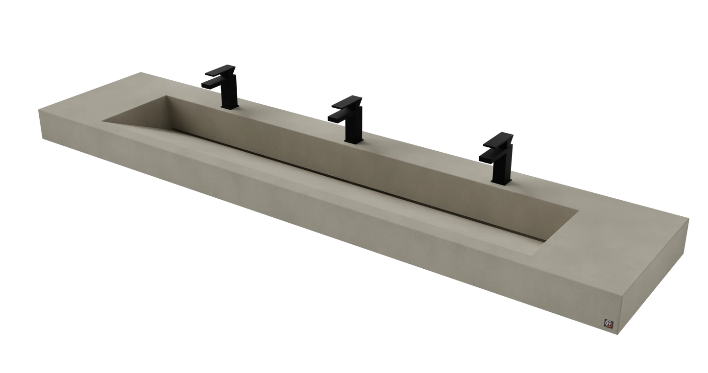 96" Wall Hung With 72" Concrete Ramp Sink CustomCreteWerks