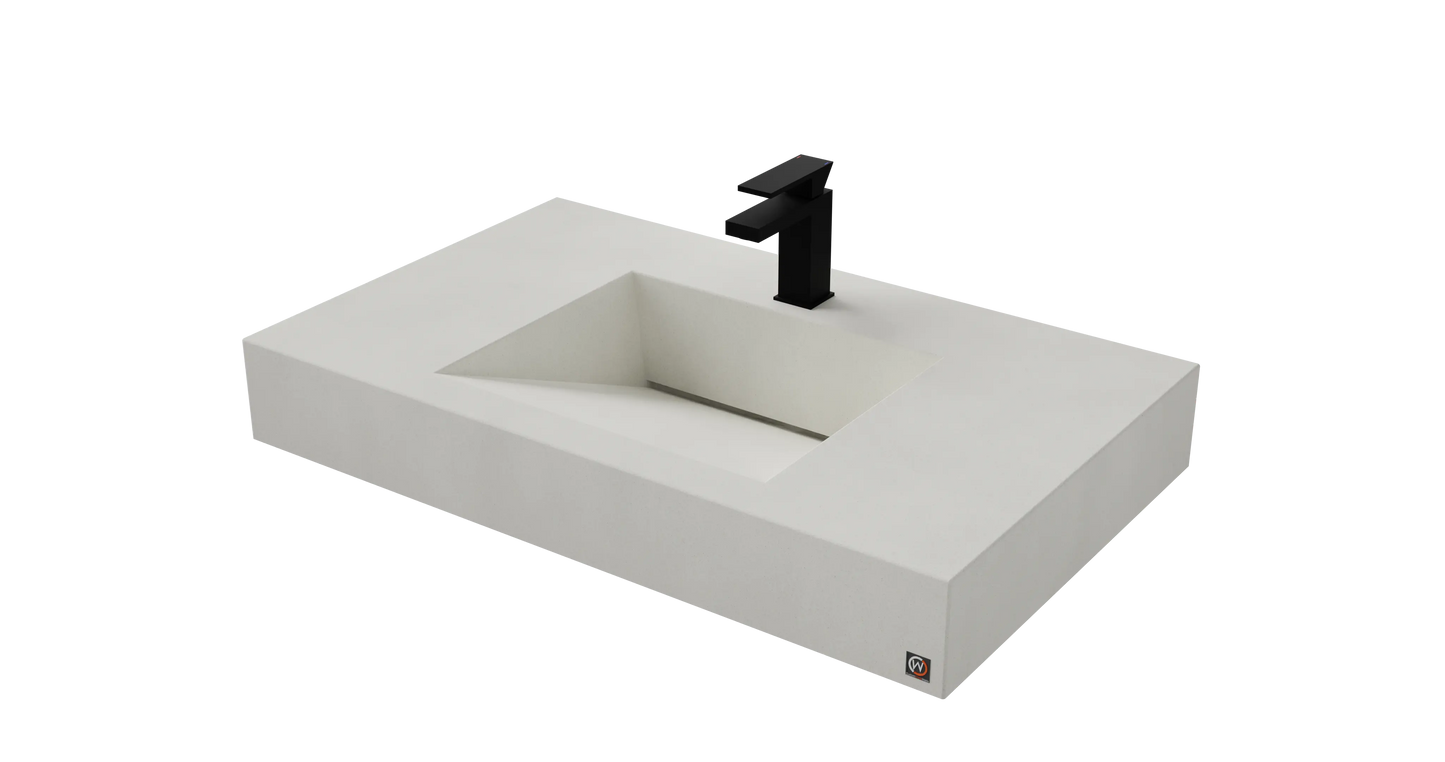 36" Wall Hung Concrete Ramp Sink CustomCreteWerks