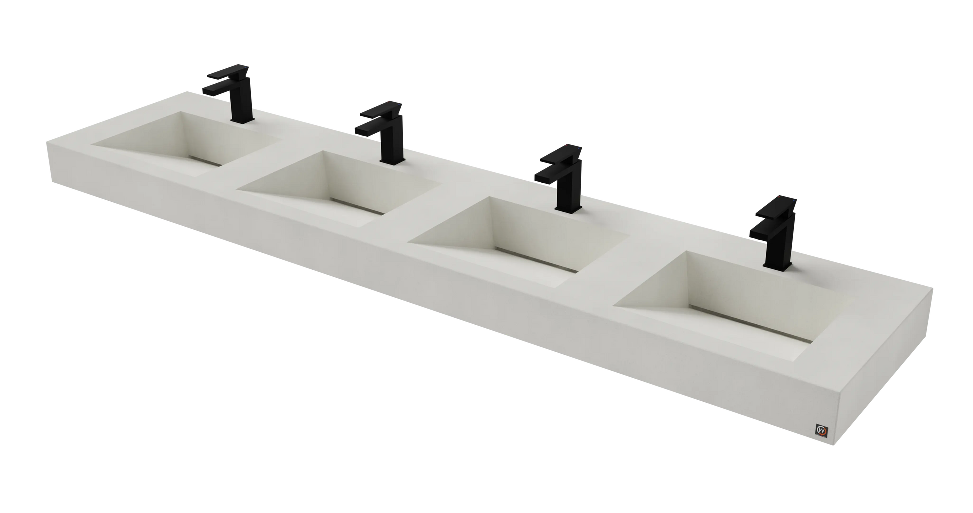 96" Wall Hung With 4 x 17" Concrete Ramp Sinks CustomCreteWerks
