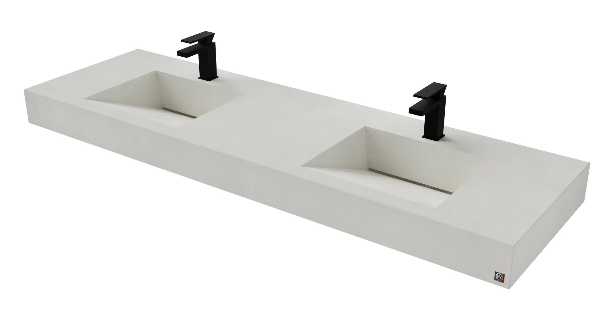 72" Wall Hung With 2 x 17" Concrete Ramp Sinks CustomCreteWerks