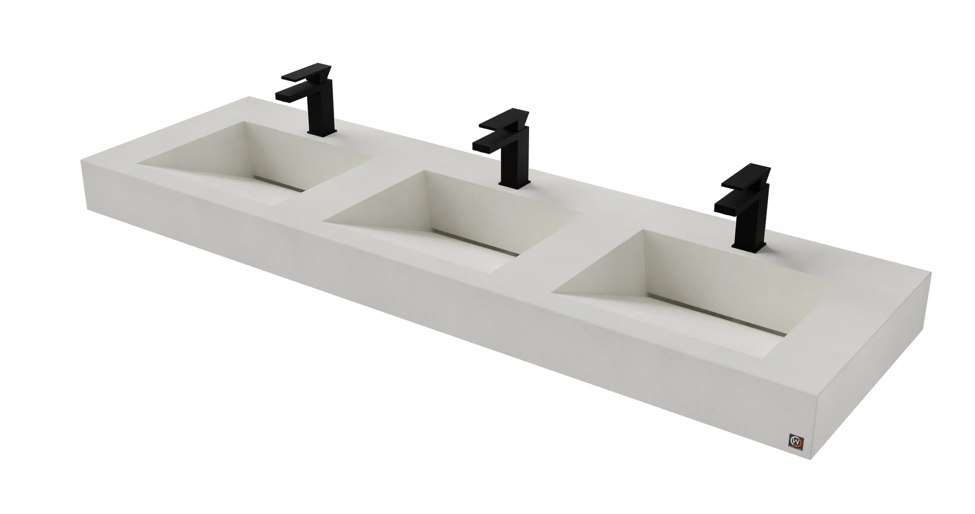72" Wall Hung With 3 x 17" Concrete Ramp Sinks CustomCreteWerks