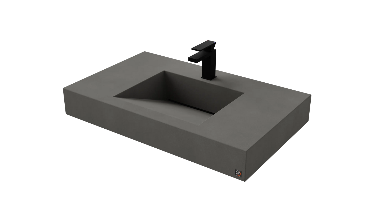 36" Wall Hung Concrete Ramp Sink CustomCreteWerks
