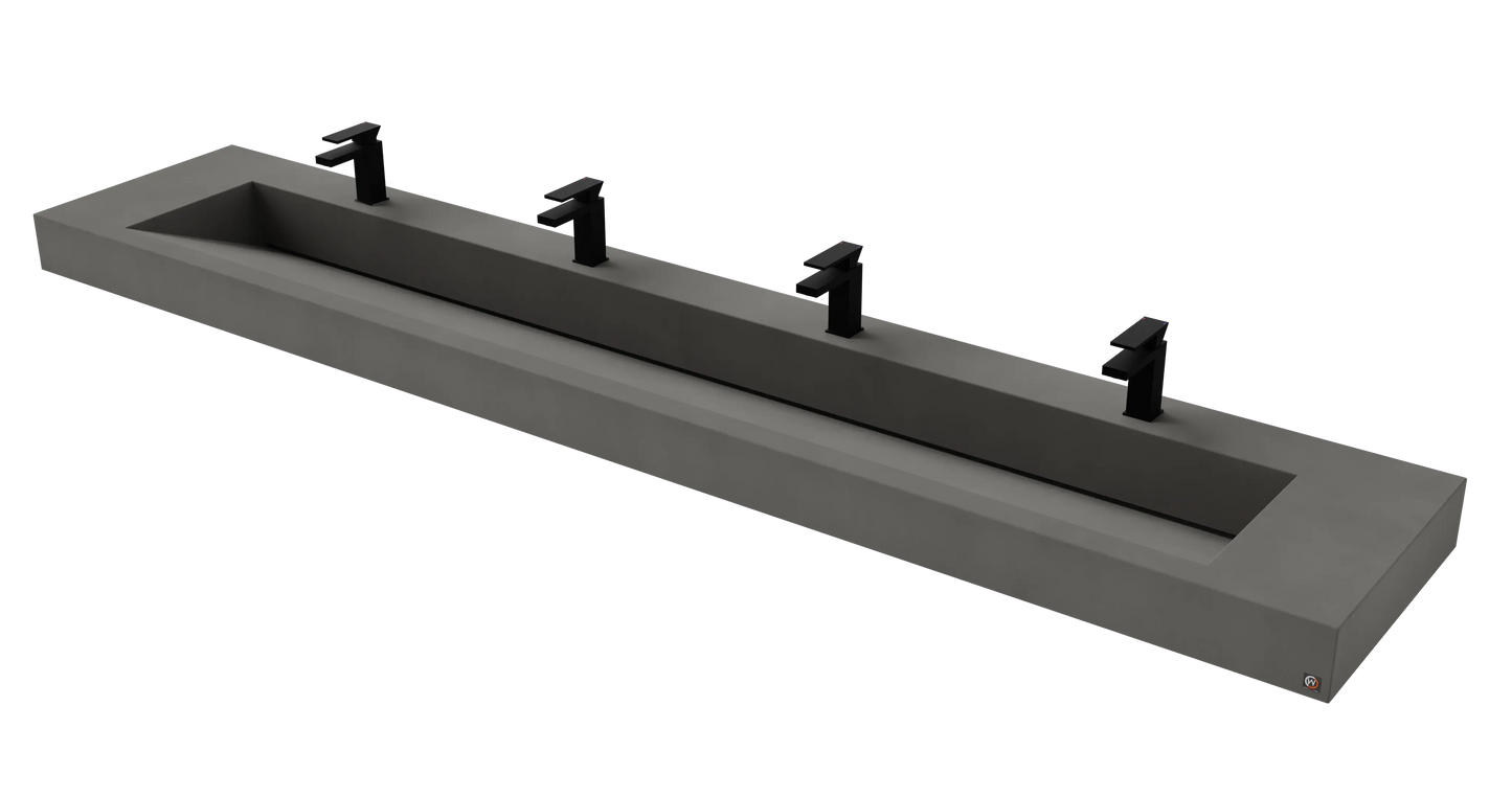 114" Wall Hung With 96" Concrete Ramp Sink CustomCreteWerks