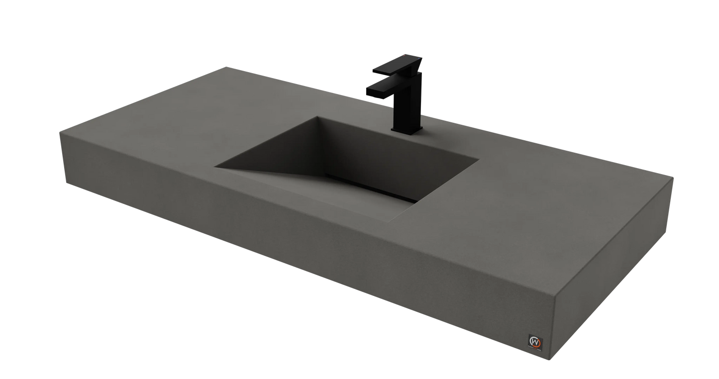 48" Wall Hung Concrete Ramp Sink CustomCreteWerks