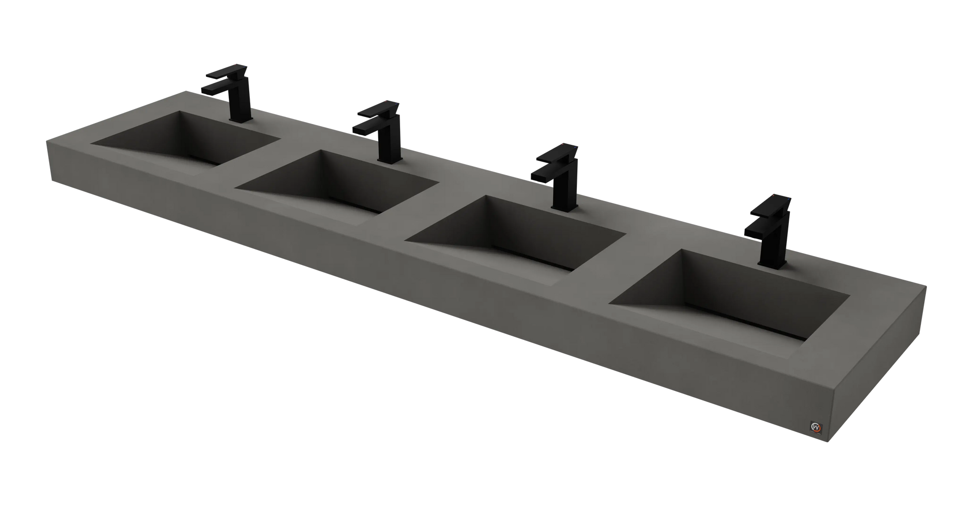 96" Wall Hung With 4 x 17" Concrete Ramp Sinks CustomCreteWerks
