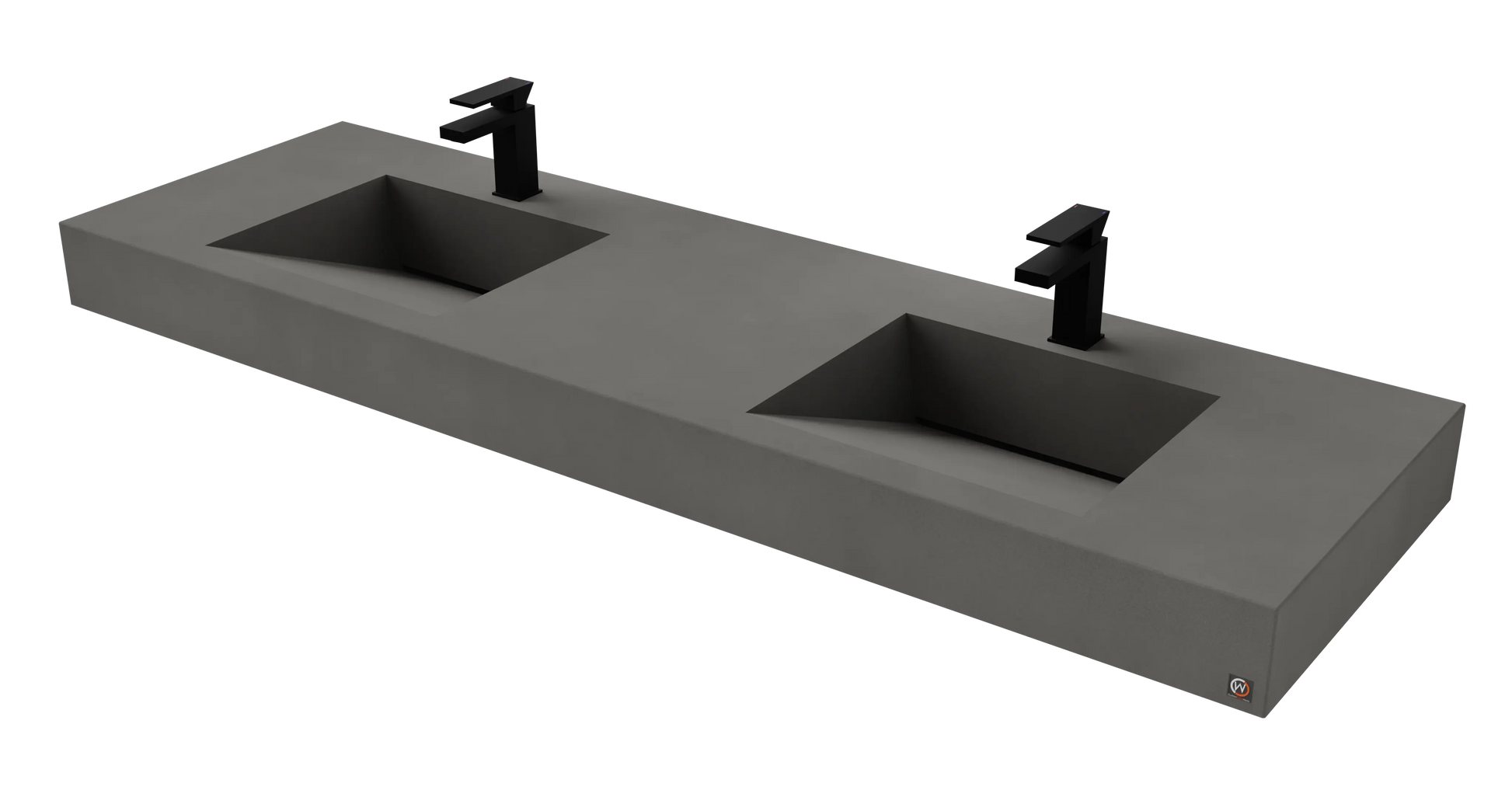 72" Wall Hung With 2 x 17" Concrete Ramp Sinks CustomCreteWerks