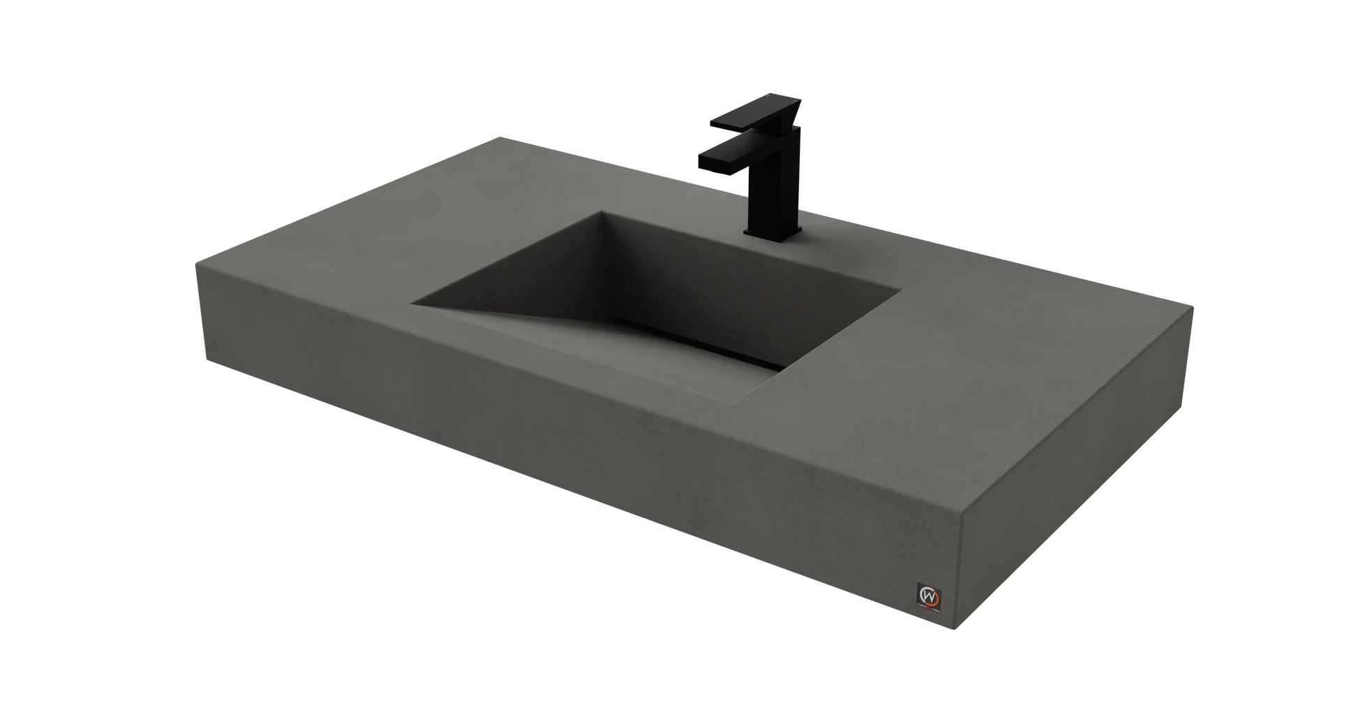 40" Wall Hung Concrete Ramp Sink CustomCreteWerks