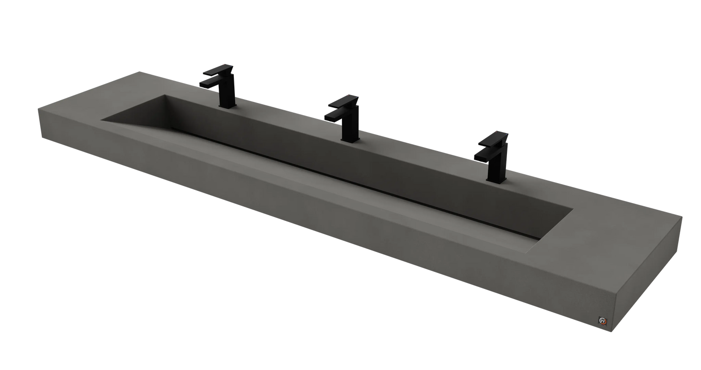 96" Wall Hung With 72" Concrete Ramp Sink CustomCreteWerks
