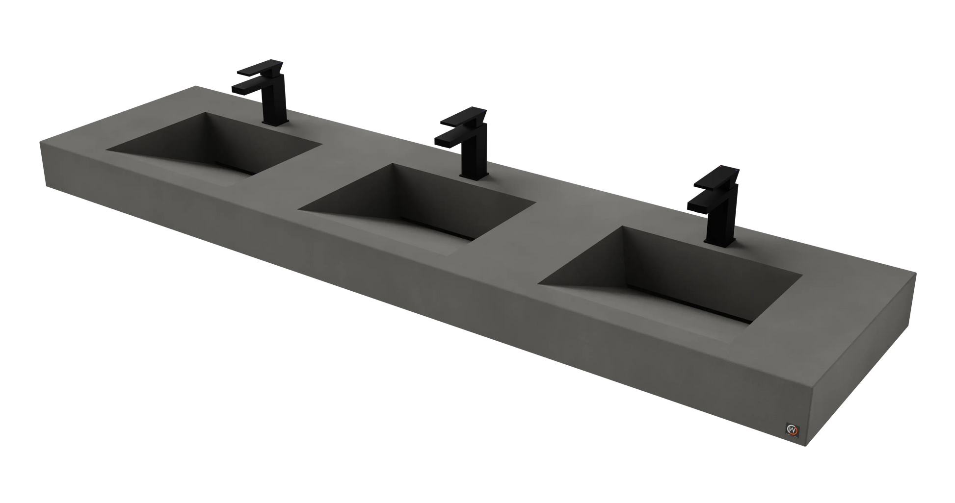 84" Wall Hung With 3 x 17" Concrete Ramp Sinks CustomCreteWerks