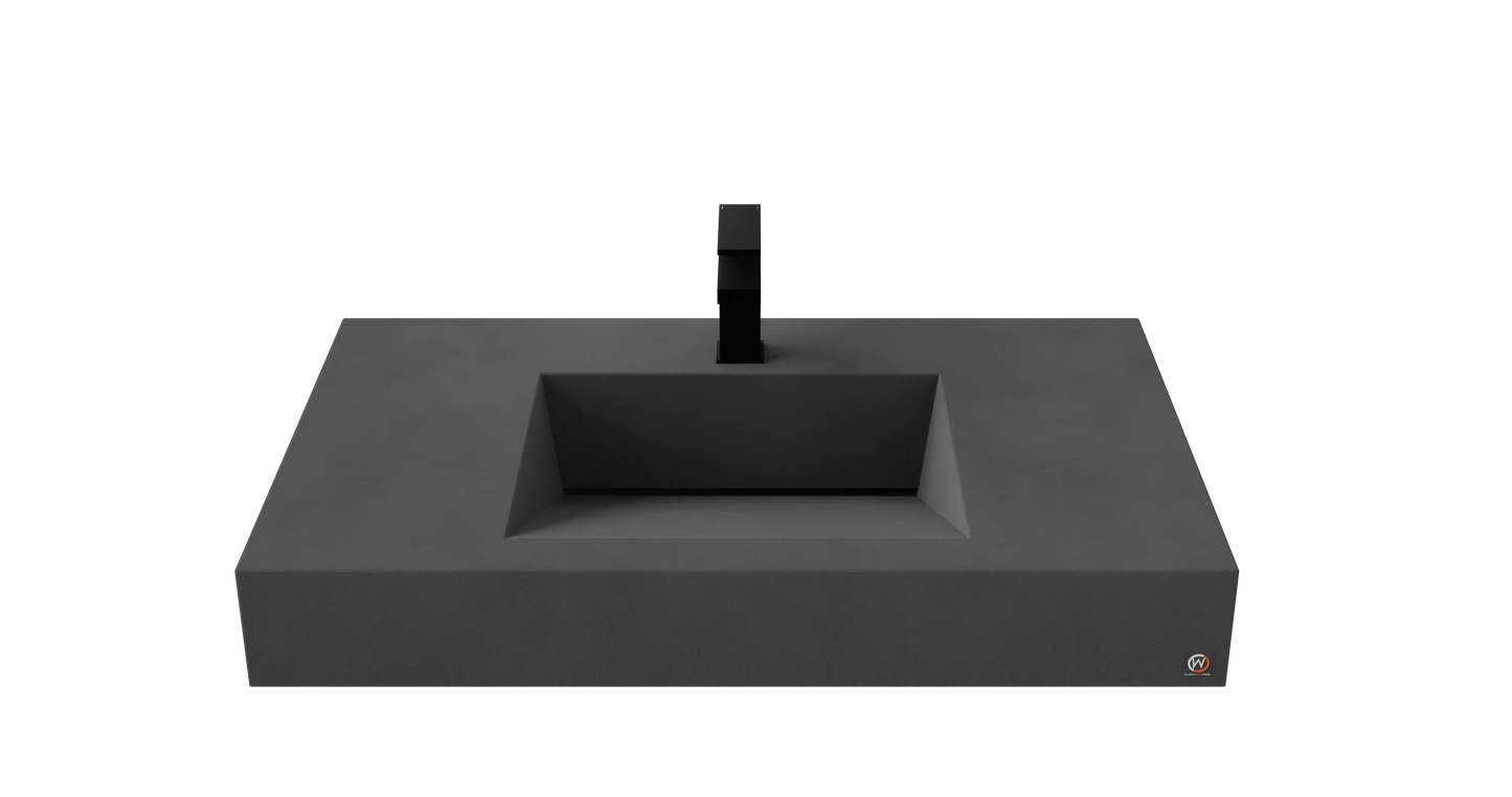 36" Wall Hung Concrete Ramp Sink CustomCreteWerks