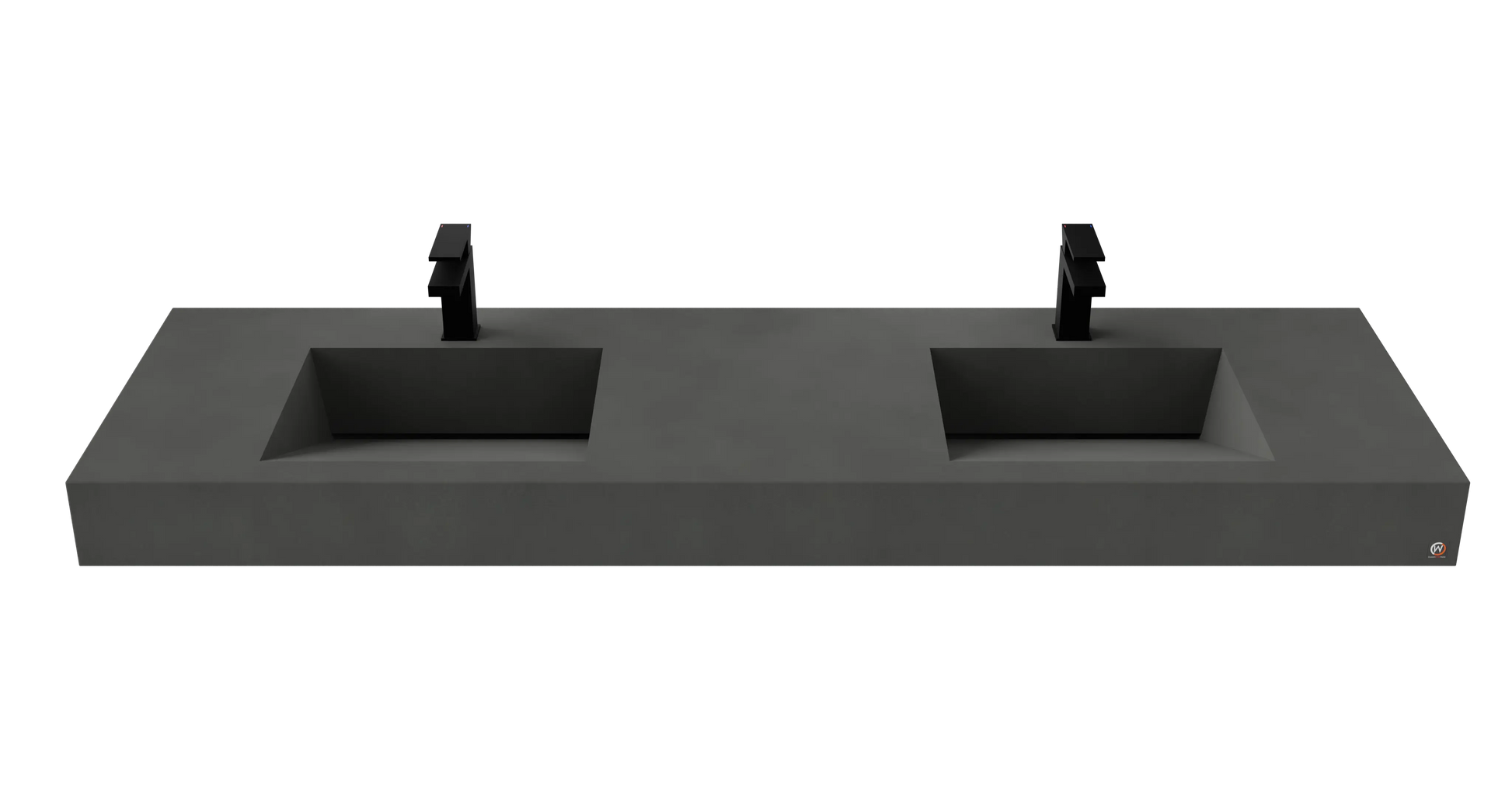 72" Wall Hung With 2 x 17" Concrete Ramp Sinks CustomCreteWerks