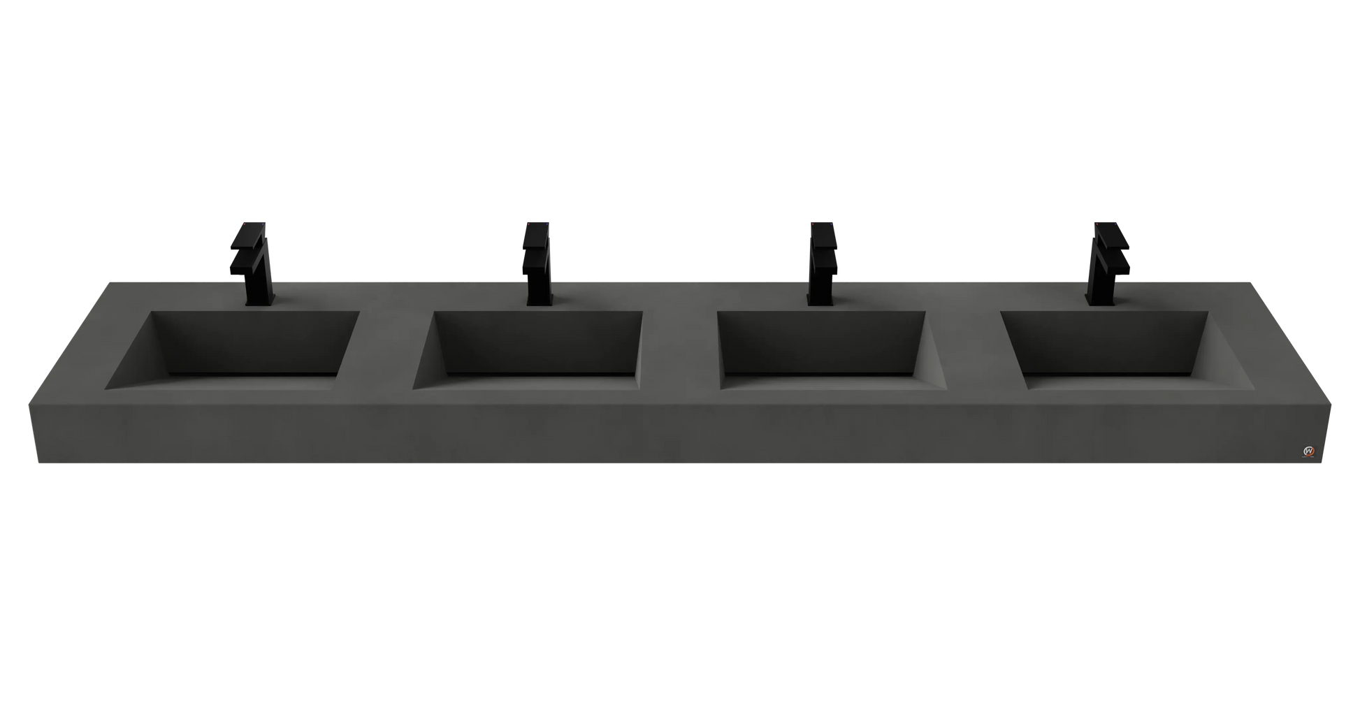 96" Wall Hung With 4 x 17" Concrete Ramp Sinks CustomCreteWerks