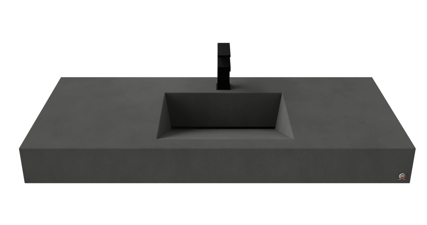 48" Wall Hung Concrete Ramp Sink CustomCreteWerks